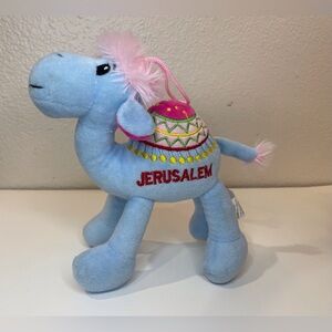 HK BEAUTY SEA Jerusalem Blue Camel Plush Toy with Pink Accents